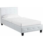 Idimex - lit simple reve, 90 x 190 cm, capitonn� avec sommier, rev�tement synth�tique blanc