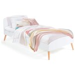 Lit simple scandinave 90 x 190 cm soren bois et blanc