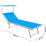 Lit de soleil luxurious avec parasol en aluminium, dossier inclinable 180x60x40 couleur: bleu