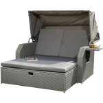 Mucola - lit de soleil en rotin, gris, toit, rotin, chaise de plage, bain de soleil, relax Mucola - lit de soleil en rotin, gris, toit, rotin, chaise de plage, bain de soleil, relax