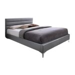 Meublorama - lit avec sommier thomas 160x200 en simili cuir, coloris gris ? 215 x 99, 5 x 165 cm