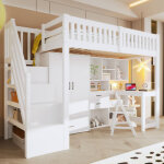 Lit superpos� 90 x 200 cm, lit mezzanine 90 x 200 cm, lit enfant �chelle de rangement, armoire, bureau, ...