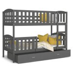 Lit superpos cleo 90x190 (sans matelas) gris - gris livr avec le sommiers et tiroir.