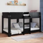 Lit superpos� pour enfants avec matelas ch�ne noir 90 x 200 cm