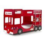 Paris prix - lit superpos enfant 'pompier' 90x200cm rouge