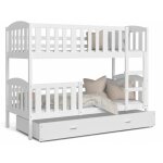 Kids literie - lit superpos� teo 80x160 blanc - blanc livr� avec sommiers, tiroir et matelas en mousse ...
