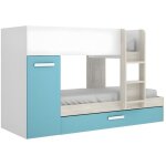Dekit - lits superposés avec tiroir lit gigogne et rangements 3 x 90 x 190 cm - blanc et bleu - anthony ... Dekit - lits superposés avec tiroir lit gigogne et rangements 3 x 90 x 190 cm - blanc et bleu - anthony ...