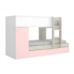 Dekit - lits superposés avec tiroir lit gigogne et rangements 3 x 90 x 190 cm - blanc et rose - anthony ... Dekit - lits superposés avec tiroir lit gigogne et rangements 3 x 90 x 190 cm - blanc et rose - anthony ...