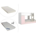 Lits superposés avec tiroir lit gigogne et rangements 3 x 90 x 190 cm - blanc et rose + matelas - anthony ... Lits superposés avec tiroir lit gigogne et rangements 3 x 90 x 190 cm - blanc et rose + matelas - anthony ...