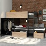 Le quai des affaires - lit superpos� 90x190 cm avec 2 sommiers, 2 tiroirs et armoire
