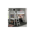 Lit surlev 140x200 cm avec bureau blanc - pino