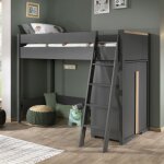Lit surélevé 90x200 cm avec commode anthracite et naturel - billy Lit surélevé 90x200 cm avec commode anthracite et naturel - billy
