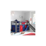 Lit surlev 90x200 cm avec toboggan gris dcor bleu et rouge - pino