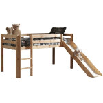 Lit sur�lev� 90x200 cm avec toboggan naturel - pino