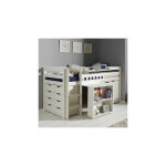 Lit surlev + bureau + 2 commodes + tagre blanc - pino