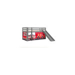 Lit surlev avec toboggan gris dcor camion de pompier - pino