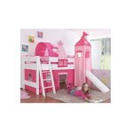 Befara - lit sureleve avec toboggan et tour casandra - rose - pink Befara - lit sureleve avec toboggan et tour casandra - rose - pink