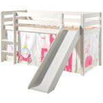 Lit toboggan 90x200 avec tente princesse pin massif blanc pino