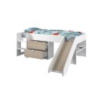 Les tendances - lit toboggan enfant - decor blanc et chene jackson - sommier inclus - 90 x 200 cm - slide ... Les tendances - lit toboggan enfant - decor blanc et chene jackson - sommier inclus - 90 x 200 cm - slide ...