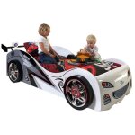 Lit voiture de course 90x200 bois blanc rapido sans led -