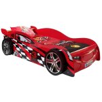 Lit voiture de course 90x200 cm bois rouge spider - mod�le avec led