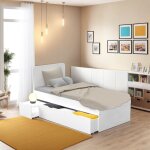 Lit zenia 90x190 + 1 chevet + 1 tiroir / blanc / 195x96x100