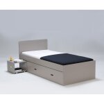Le quai des affaires - lit zenia 90x190 + 1 chevet + 1 tiroir / gris / 195x96x80