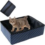 Liti�re pliable portable pour chat g�n�ral, �tanche, propre et douce la maison l'ext�rieur - bleu, l