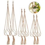 Litzee - lot de 6 pots de fleurs en macram� en coton pour d�coration murale