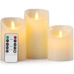 Bougies led, bougies sans flamme. lot de 3 (10 12. 5 15cm), avec vacillement des flammes trs raliste, ...