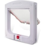 Chatière pour chat chiens petit chatière porte puce 4 voies verrouillable facile à installer blanc Chatière pour chat chiens petit chatière porte puce 4 voies verrouillable facile à installer blanc