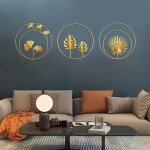 Litzee - fer mural sculptures, 3pcs dcoration murale en mtal fer ornements murale en feuille de tortue ...