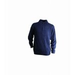 Lma - pull hiver avec col camionneur zipp� tablette bleu fonc� xxl