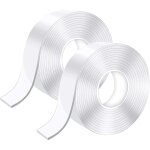6m ruban adhsif double face extra fort, transparent lavable fin nano tape, amovible traceless bande ...
