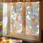 Lntyq film d'intimit� arc - en - ciel boho daisy flowers ? autocollant d�coratif 3d en vinyle pour vitrail ...