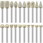 Fraise diamant, lot de 20 fraises diamantes tige 1 / 8' compatible avec dremel pour sculpture gravure ...