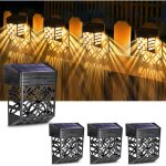 Lampe de clture solaire, 4 pices lampe solaire extrieur jardin ip55 tanche clairage mural d'extrieur ...