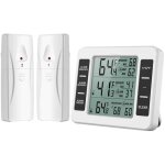 Thermomtre de frigo congelateur, thermomtre de rfrigrateur sans fil avec 2 capteurs, alarme sonore, ...