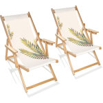 Citygarden - lona - lot de 2 chiliennes de jardin en bois d'eucalyptus motif feuille - city garden Citygarden - lona - lot de 2 chiliennes de jardin en bois d'eucalyptus motif feuille - city garden