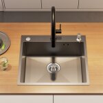 Lonheo - auralum vier cuisine 1 bac 54x49x20cm vier  encastrer en acier inox avec distributeur de ...