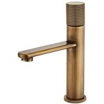 Mitigeur de lavabo en laiton antique ? finition m�tal ? bec haut ? installation murale ? robinetterie ...