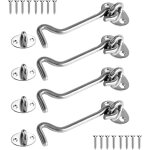 Loquet port 4 pices, crochet fermeture porte, 4 inch acier inoxydable porte loquet, verrou portail pour ...