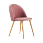 Lot de 1 / 2 / 4 chaise de salle � manger rembourr�e en velours lucia simple - rose clair