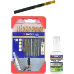Tivoly - lot de 1 coffret de 10 forets mtaux hss steam revtus tin taills meuls pointe en croix queue ...
