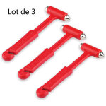 Lot de 1 marteaux de s�curit� v�hicule, casse - vitre d'urgence avec coupe - ceinture, accessoire indispensabl ...