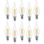 Lot de 10 4w ampoule de filament led e14 470lm flamme bougie blanc froid 6000k, non - dimmable, angle ...