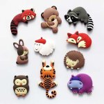 Lot de 10 aimants pour r�frig�rateur, aimants en silicone 3d avec animaux mignons, adapt�s aux tableaux ...