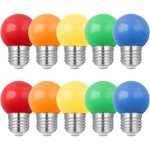 Lot de 10 ampoule couleur led e27 1w, Équivalent incandescence 10w, 1w g45 ampoule Écoénergétique colorée, ... Lot de 10 ampoule couleur led e27 1w, Équivalent incandescence 10w, 1w g45 ampoule Écoénergétique colorée, ...