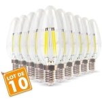 Lot de 10 ampoules flamme filament 4w eq. 40w culot e14 blanc chaud 2700k
