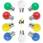 Lot de 10 ampoules pour guirlande guinguette b22 2w multicolores Lot de 10 ampoules pour guirlande guinguette b22 2w multicolores